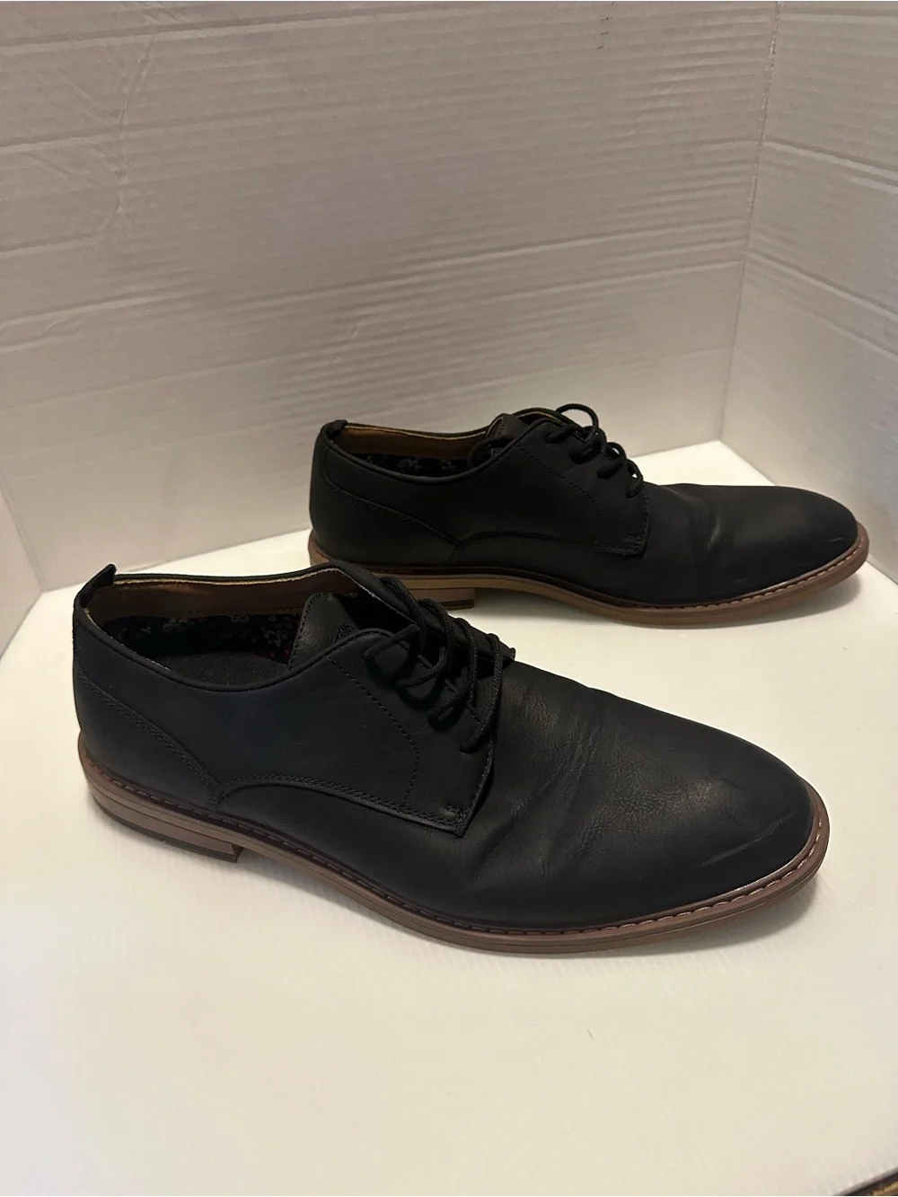 Steve Madden Black Derby Shoes with Brown Welt
